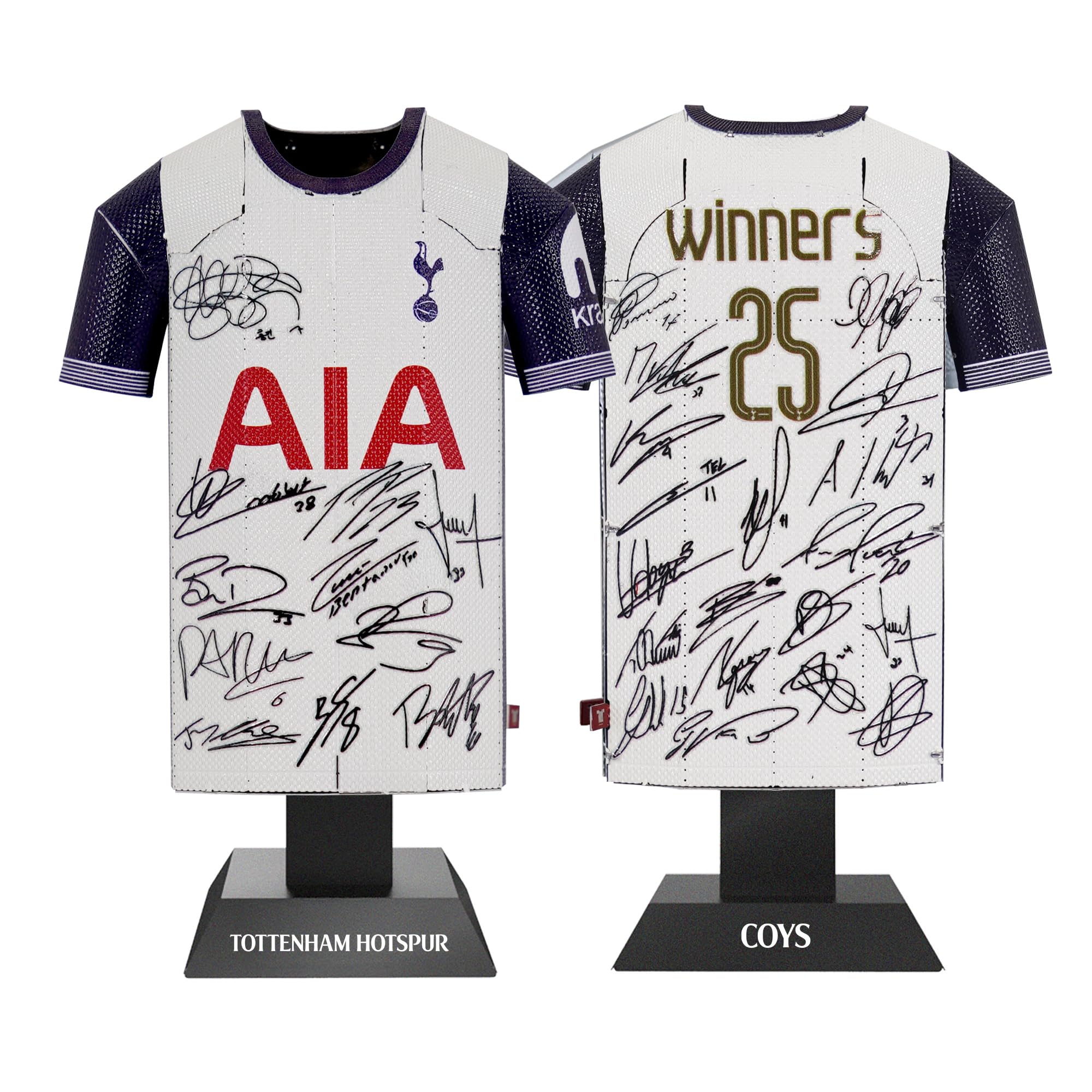 Tottenham Hotspur FC 24/25 Winners Metal Football Shirt - Officially Licensed Miniature Alloy Replica Jersey Collectible Display Gift - Home Kit (Squad Signature Edition)