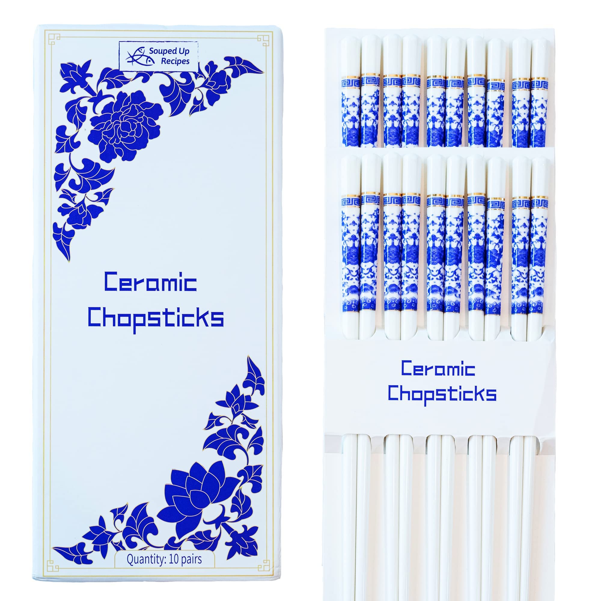 Buy It for Life Ceramic Chopsticks - Blue Peony Design