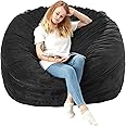 Homguava Bean Bag Chair: Large 5' Bean Bags with Memory Foam Filled, Large Beanbag Chairs Soft Sofa with Dutch Velet Cover 5FT(50"×50"×26")-Black