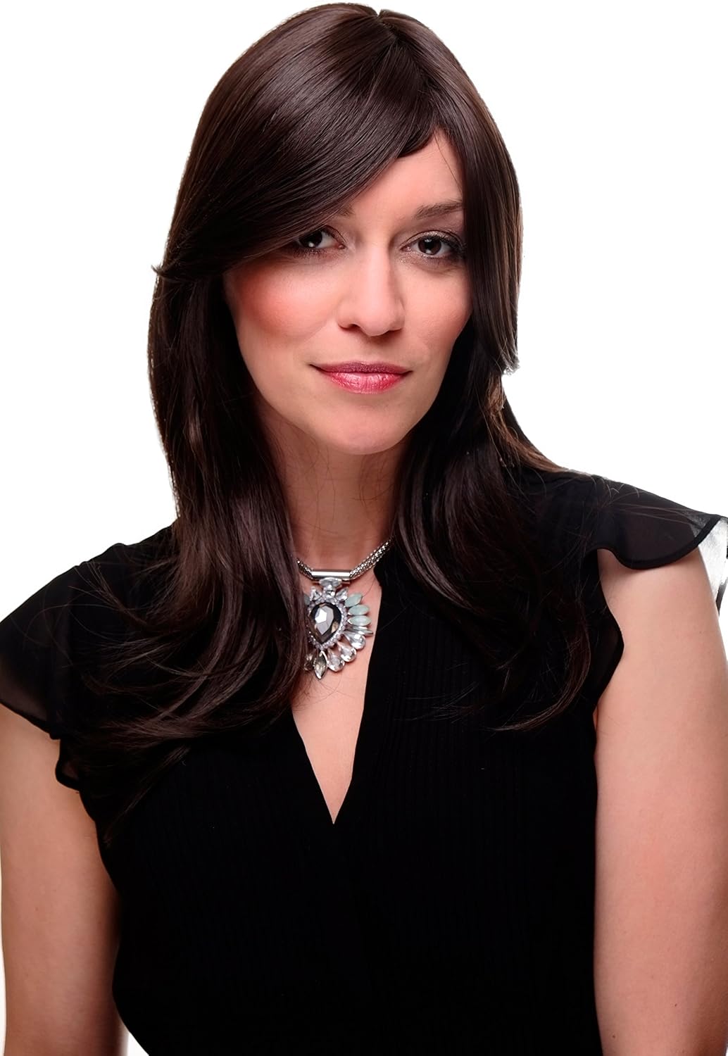 WIG ME UP GFW1859-6 Lady Quality Wig natural beautiful dark medium brown parting fringe long straight 24inch