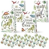 Celee 24 Pack Dinosaur Party Favor Bags with Stickers – Dino Goodie Bags for Kids Birthday, Dinosaur Party Decorations and Dinosaur Birthday Supplies