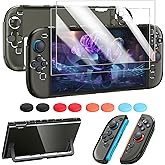 FYOUNG Protective Case for Nintendo Switch 2 2025, Slim Hard Shell for Switch 2 Accessories, Scratch&Shock Protection Cover with Screen Protector, 8 Thumb Grip(Translucent Black, Switch 2 7.9inch)