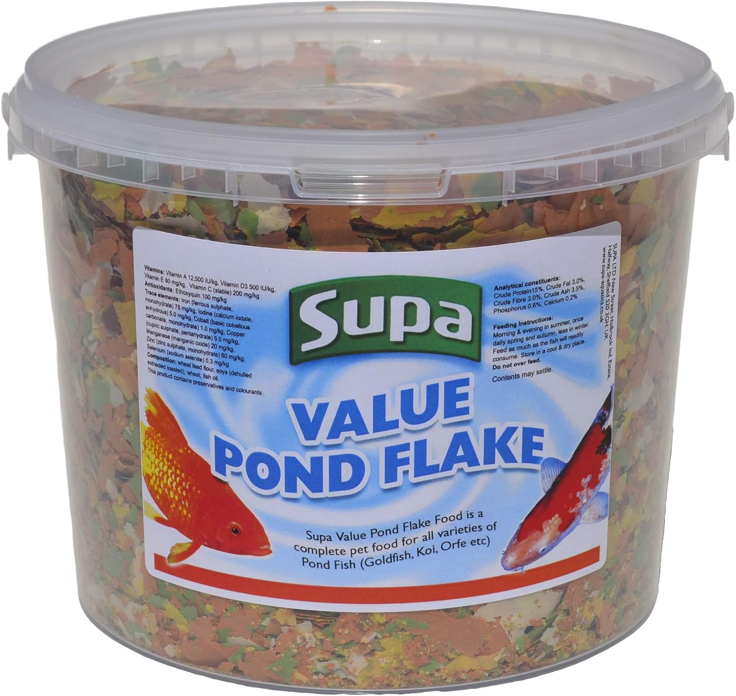 Supa Value Pond Flake Fish Food, 3 Litre Bucket, Mixed, 510 g (Pack of 1)