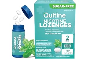 Quitine Nicotine Lozenges 2mg, Mint Flavor, Stop Smoking Aid – Relieve Nicotine Cravings with Effective, Affordable NRT | Long-Lasting Flavor, 120 Count, Smoking Cessation That Works