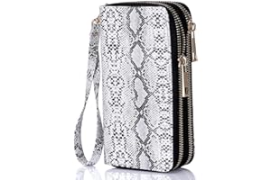 HAWEE Cellphone Wallet for Women Dual Zipper Long Purse with Removable Wristlet