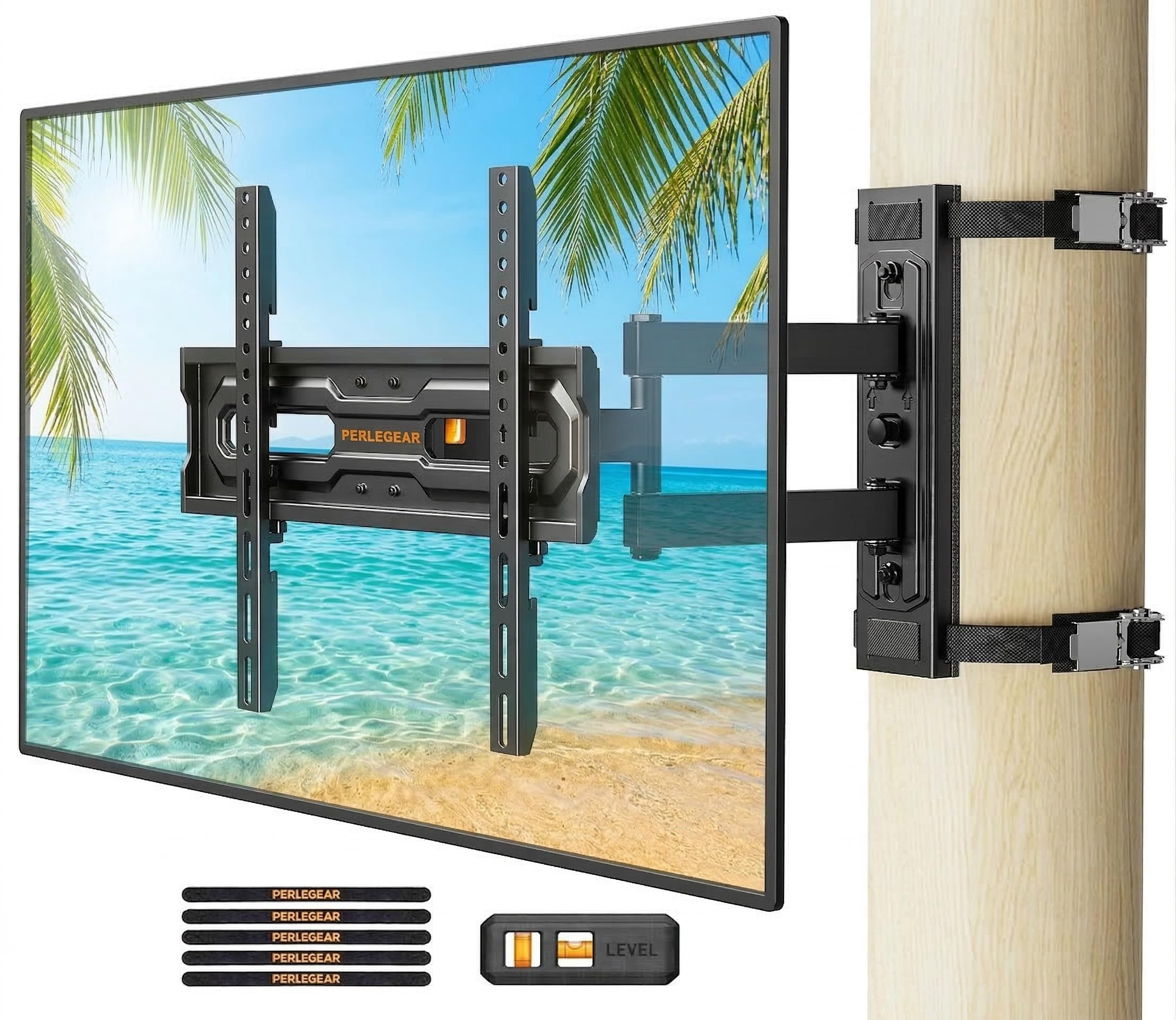 Photo 1 of Perlegear Gazebo TV Mount for Most 26"-74" TVs, No Drill Pillar TV Mount for Round & Square Columns, Full Motion TV Post Mount for Gazebo, Pole, Patio & Pergola, Holds up to 88 lbs, Max VESA 400x400mm