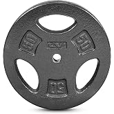 CAP 50lb Standard 1-Inch Cast Iron Grip Weight Plate, Single, Black | 3-Hole Grip, Solid Cast Iron, Machined 1-Inch Hole, Baked Enamel, Raised Weight Markings, Black or Gray Finish