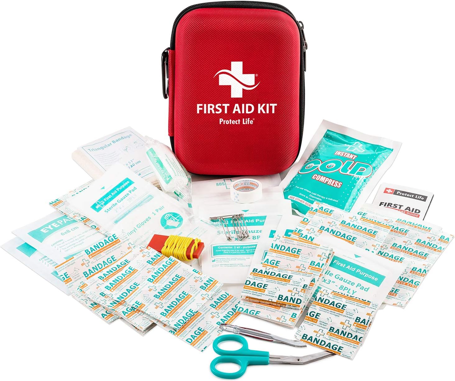 First Aid Kit - 200 Piece - for Car, Home, Outdoors, Sports, Camping, Hiking or Office | Red Case Fully Packed with Emergency Supplies: Health & Personal Care