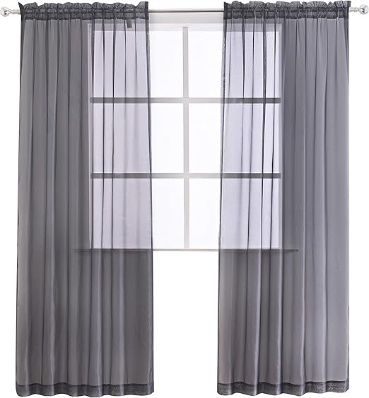 Amazon Com Sheeroom Voile Solid Sheer Curtains For Bedroom Grey