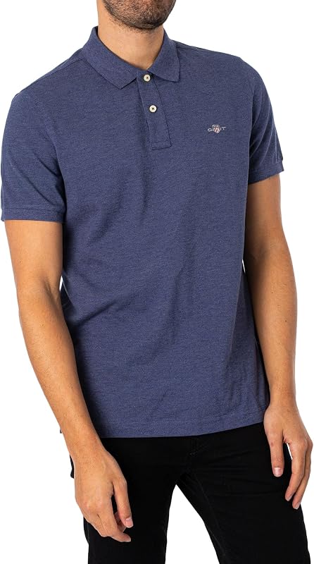 Reg Shield SS Piqué Polo para homens, Dark Jeansblue Melange., XL