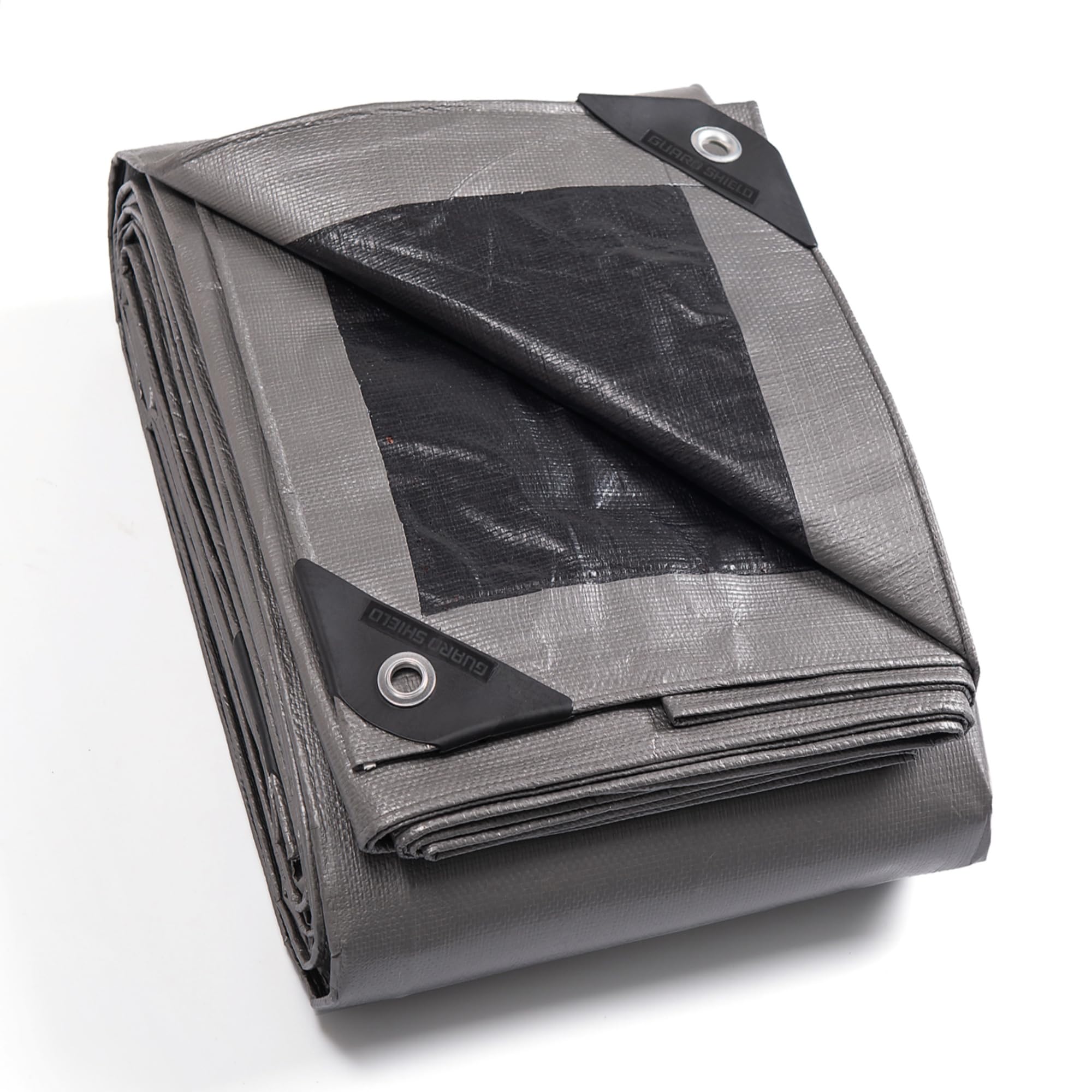 GUARD SHIELD Tarpaulin with Eyelets, Waterproof, 2 m x 2 m (6.6 ft x 6.6 ft), Grey/Black Tarpaulin, Fabric Tarpaulin, 160 g/m², Protective Tarpaulin, All-purpose Tarpaulin, Tear-Resistant
