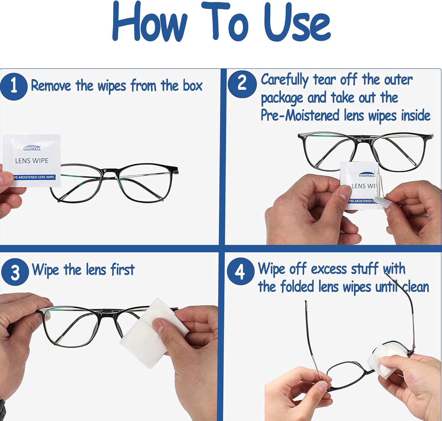 Eyeglass Cleaner Lens Cleaning Wipes-200 Individual Wrapped Pre-Moistened Glasses Cleaning Wipes | Suitable for Glasses, Sunglasse, Phone, Camera Lense, Computer Screen | Quick-Dry, Streak-Free: Health & Personal Care