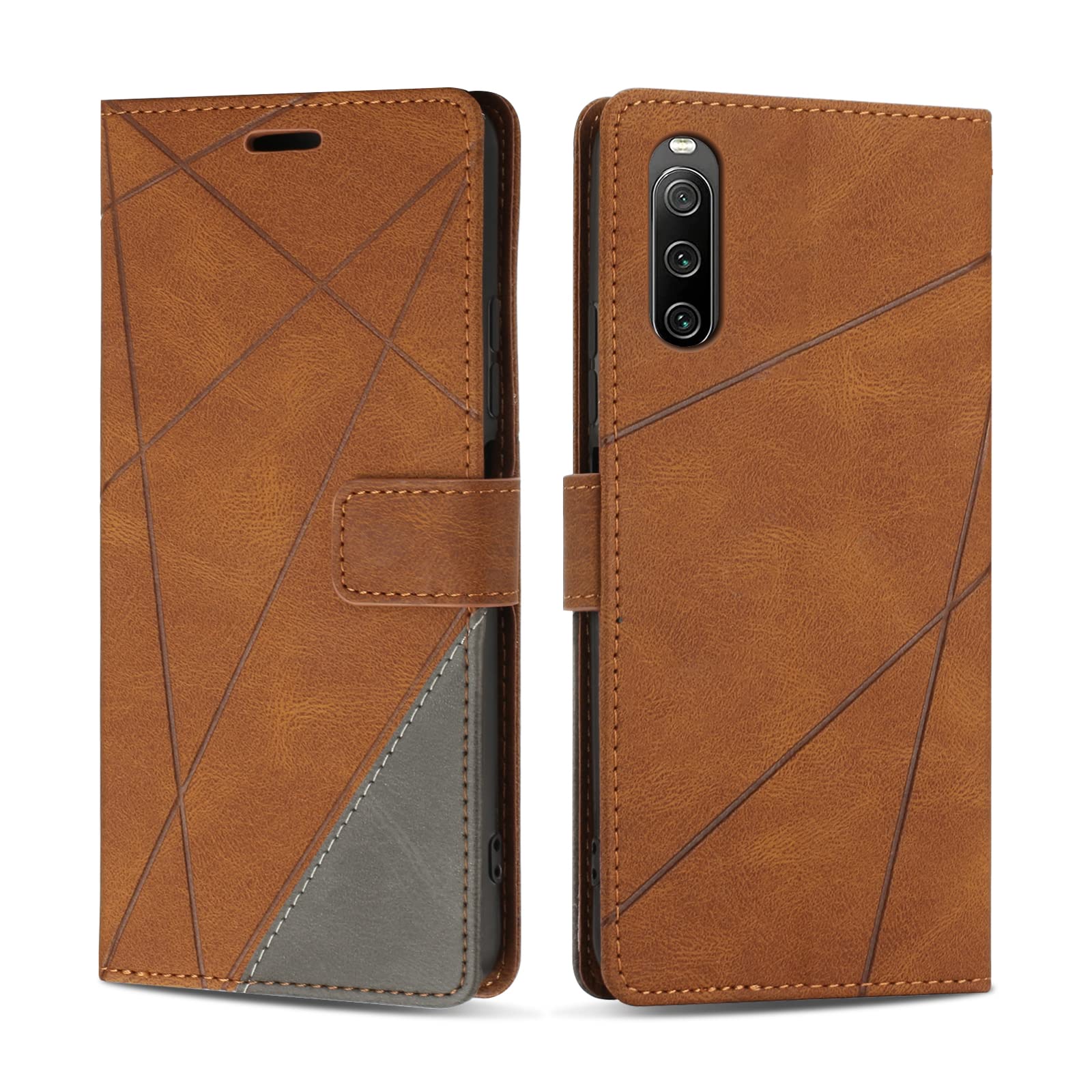 SONWO Case for Sony Xperia 10 IV, Premium PU Leather Flip Wallet Case Magnetic Closure Cover Case Card Slots kickstand Phone Case for Sony Xperia 10 IV, Brown