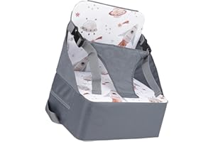 Foldable Toddler Boosting Seat Baby Heightening Chair Cushion for Dining Table Adjustable Belt Chair Height Increase Pad Trav