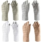 Skyebed 4 Pairs Women Winter Touchscreen Gloves Warm Soft Lining Knit Glove Touch Screen Glove for Adult Men Cold Weather