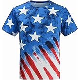 DDSOL Mens American Flag Shirt 4th of July Short Sleeve T-Shirt 3D Graphic USA Flag Eagle Stars Stripes Patriotic Tee Top