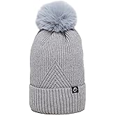 Funky Junque Basics Womens Pom Pom Beanie Winter Hats Cute Diagonal Pattern Fleece Lined Warm Stocking Caps Pompom Toboggan