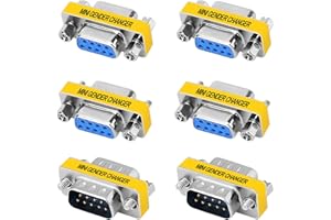 9-Pin DB9 Adapter 6-Pack, 9-Pin DB9 Male to Female Connector, Female to Female Coupler, Male to Male Extender, Mini Gender Ch