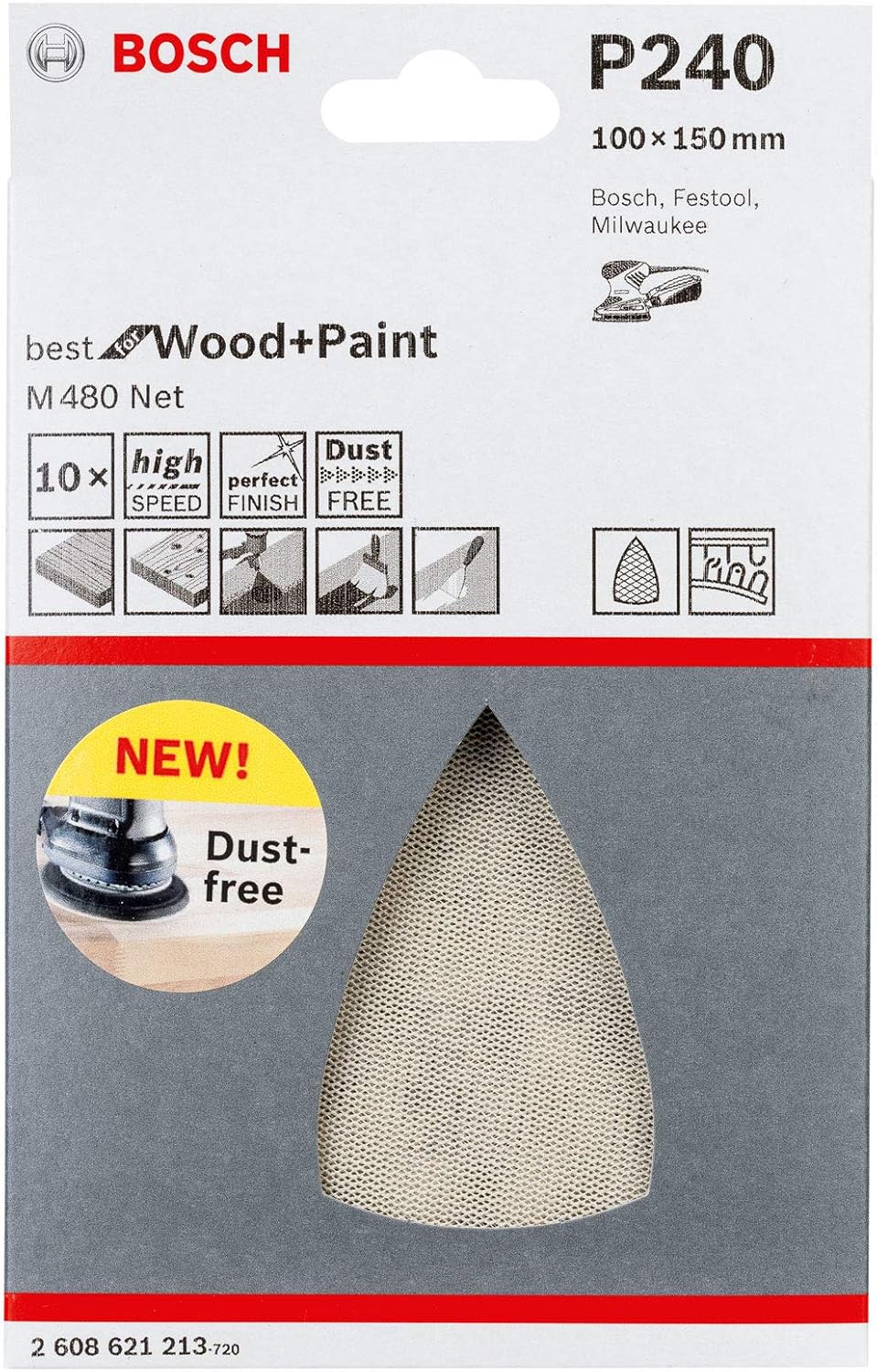 Bosch Professional Set of 10 Triangular Sanding Pads M480 Best for Wood and Paint (Wood and Paint, diameter 115 mm, grit G120 - Image 5
