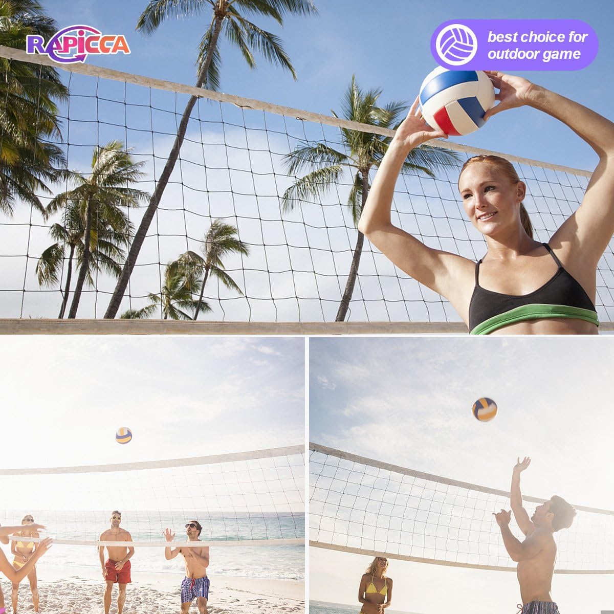 RAPICCA Volleyball Net for Indoor or Outdoor Sports Backyard Schoolyard Pool Beach Volleyball Replacement Net for Tournament or Championships (32 FT x 3 FT) Poles Not Included : Sports & Outdoors