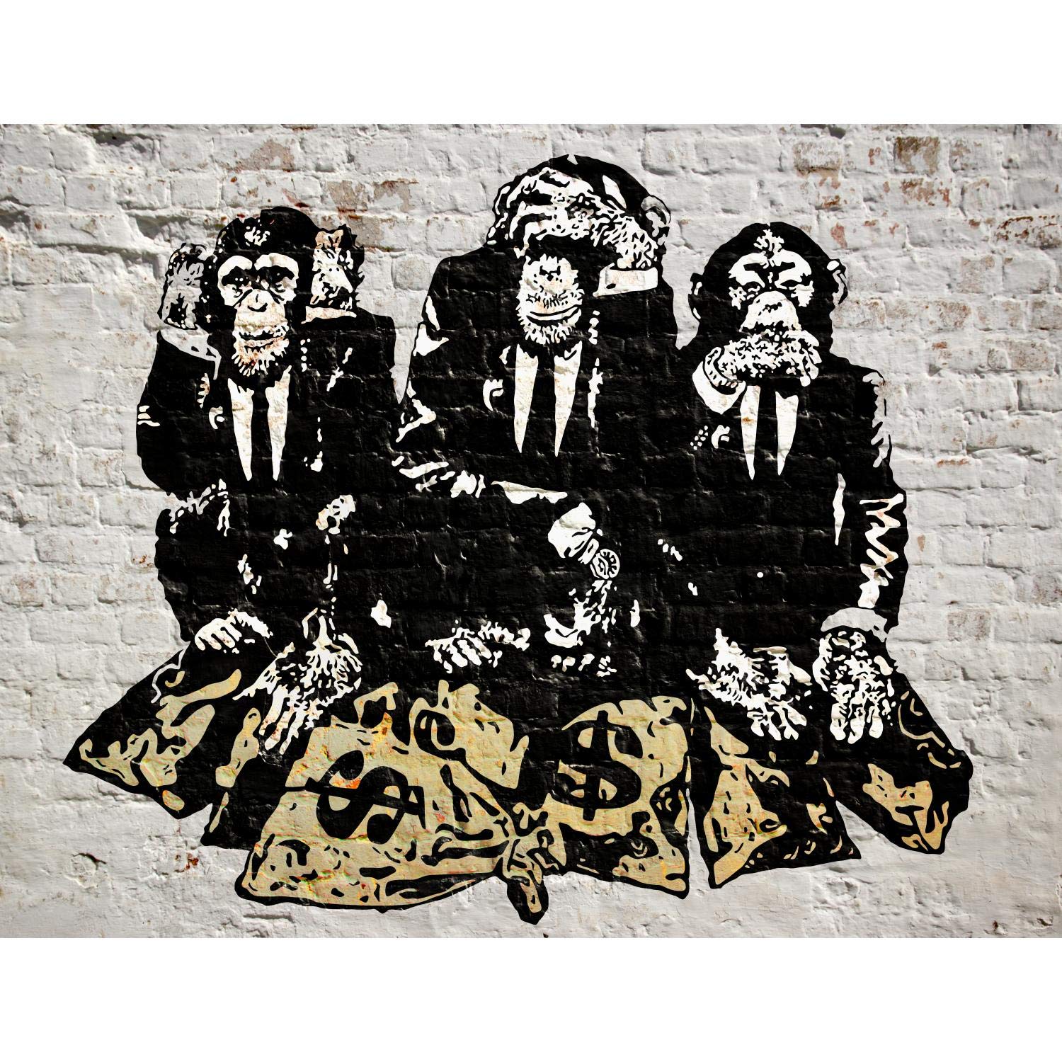 Photo Wallpaper Banksy Street Art Monkey Money Bags 352 X 250 Cm - photo wallpaper banksy street art monkey money bags 352 x 250 cm fleece wallpaper living room bedroom!    office corridor decoration murals modern wall