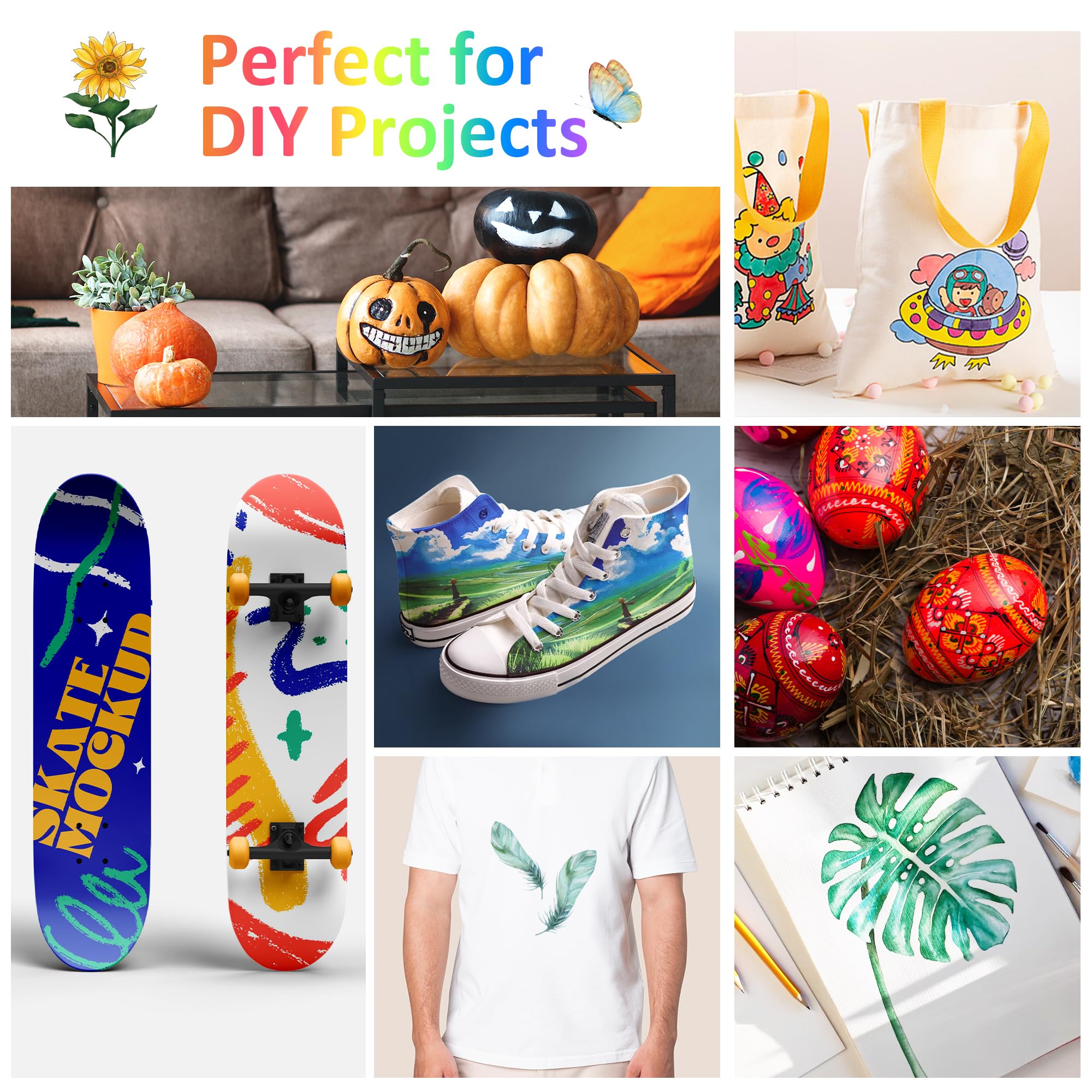 SMOOTHERPRO Acrylic Paint Markers, 24 Colors Dual Tip Acrylic Paint Pens for Wood, Canvas, Stone, Pumpkins, Rock Painting, Glass, Plastic, Ceramic, DIY Crafts Art Supplies