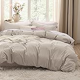 Bedsure Oversized King Duvet Cover - 3 Pieces Prewashed Cotton-Like Polyester Extra Soft Bedding Set, Includes 1 Duvet Cover 120x98 Inches with Zipper Closure & 2 Pillow Shams, Linen, No Comforter