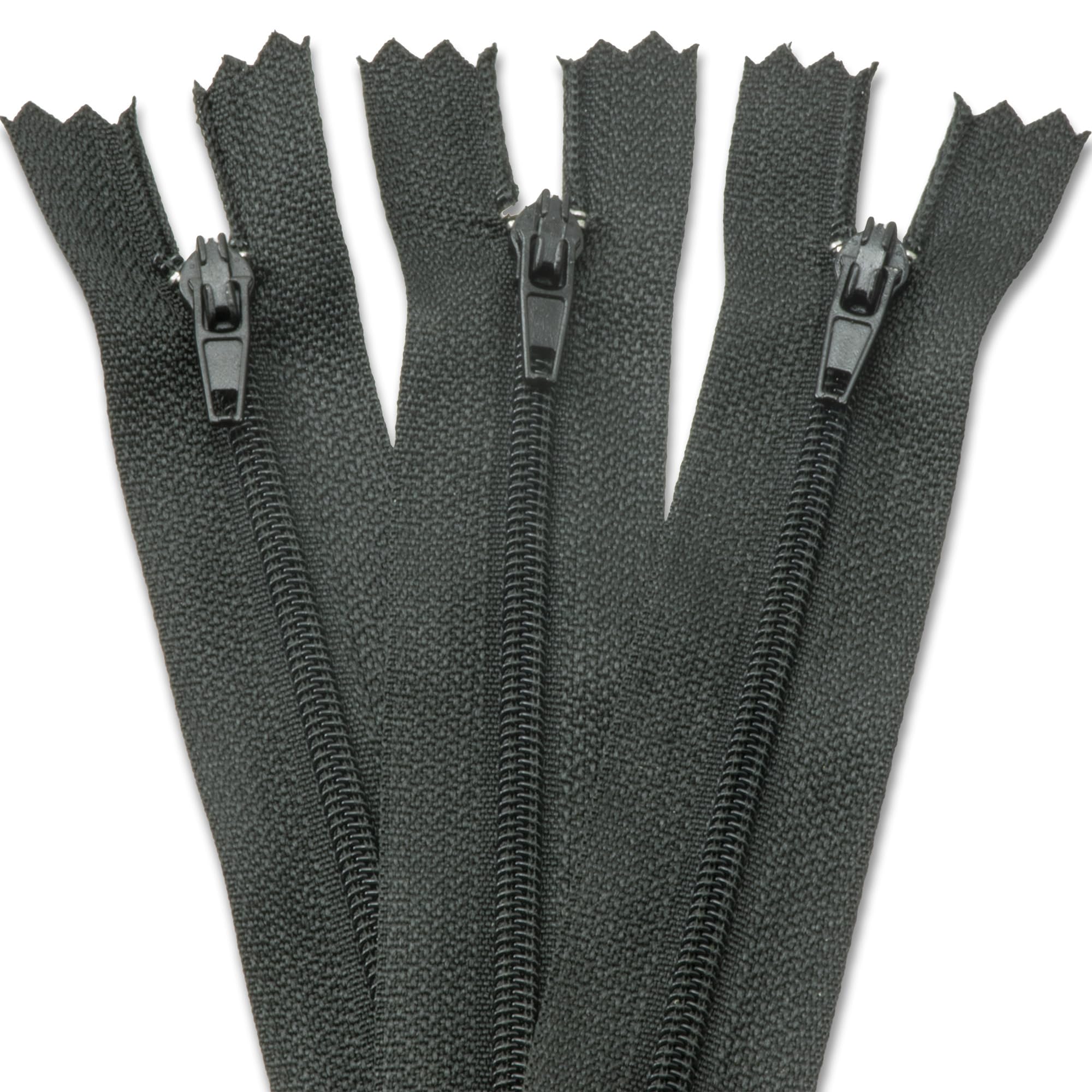 3 X Black Zips | 24 Inches / 60cm | Closed-Ended Zipper for Sewing by UMTMedia®