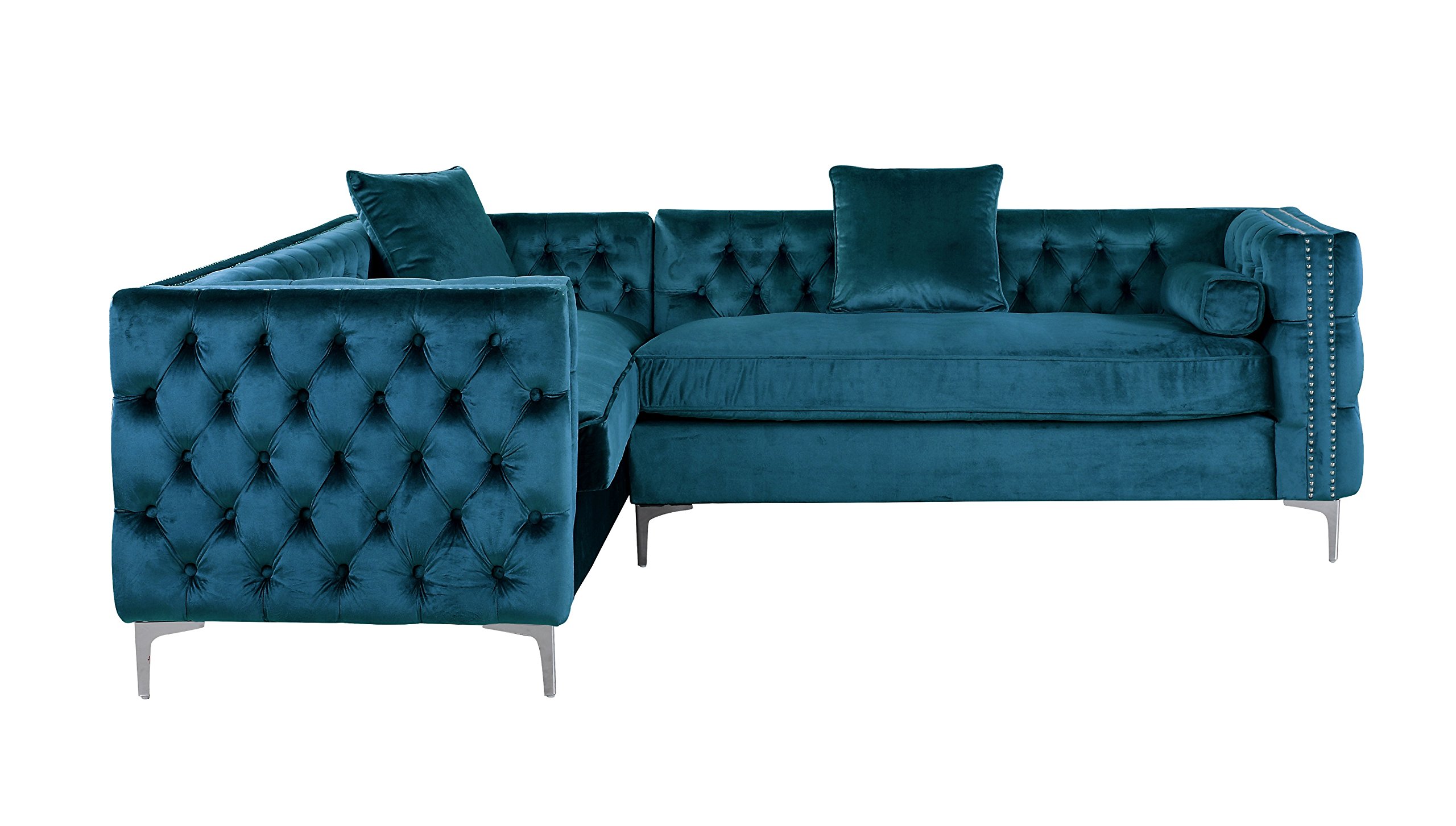 Iconic Home Mozart Elegant Velvet Modern Deeply Tufted with Silver