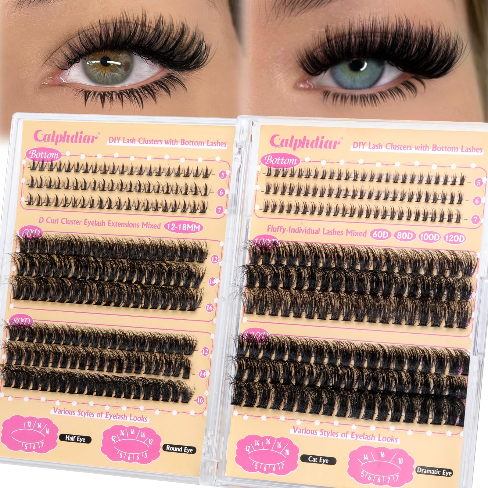 calphdiar Fluffy Lash Clusters with Bottom Lashes