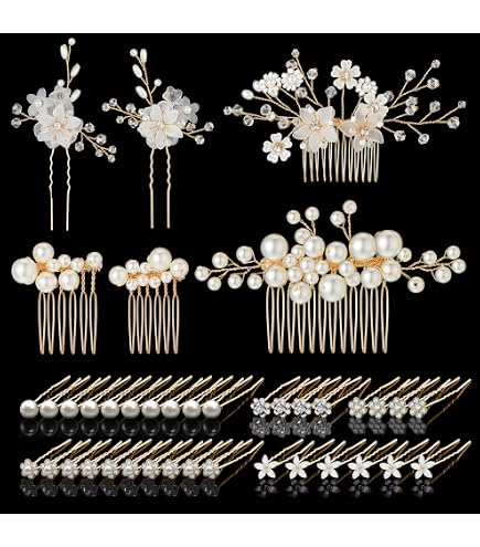 80 Piece Bridal Hair Pins Set with Storage Boxes - Crystal Pearl Rhinestone U loraleo 30Pcs Bridal Wedding Hair Pins Flower Crystal Pearl  main image 4