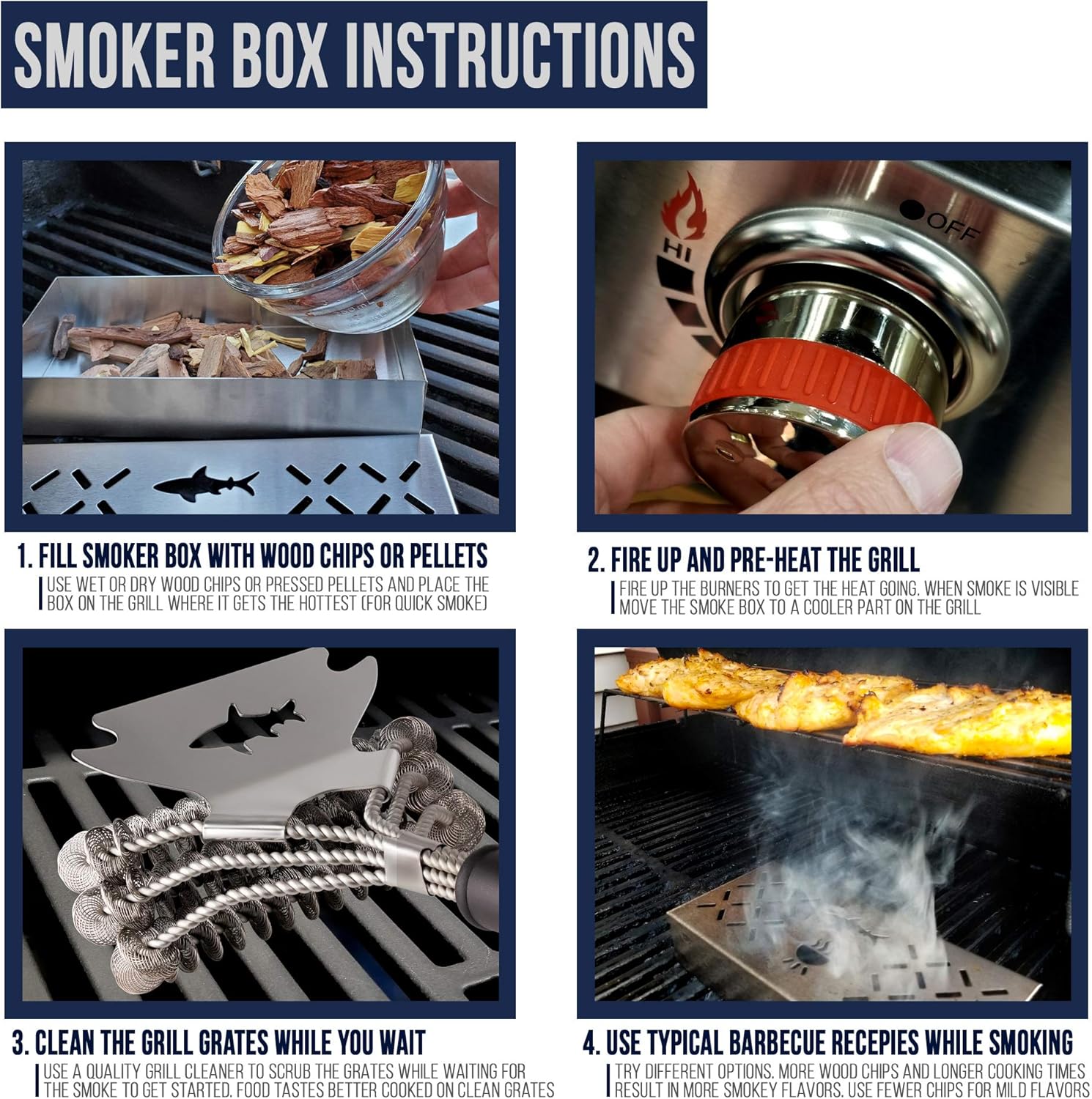 Smoker Box for Gas Grills and Charcoal Kettles - Works with All Pellets and Wood Chips - Professional BBQ Smoke Flavor from Propane or Electric Grilling: Garden & Outdoor