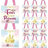 20Pcs Four Ever a Princess 4th Birthday Gift Bags, Princess Party Favor Non-woven Bags Castle Candy Goodie Bag Pink Princess Gift Bag for Girl Birthday Party Supplies