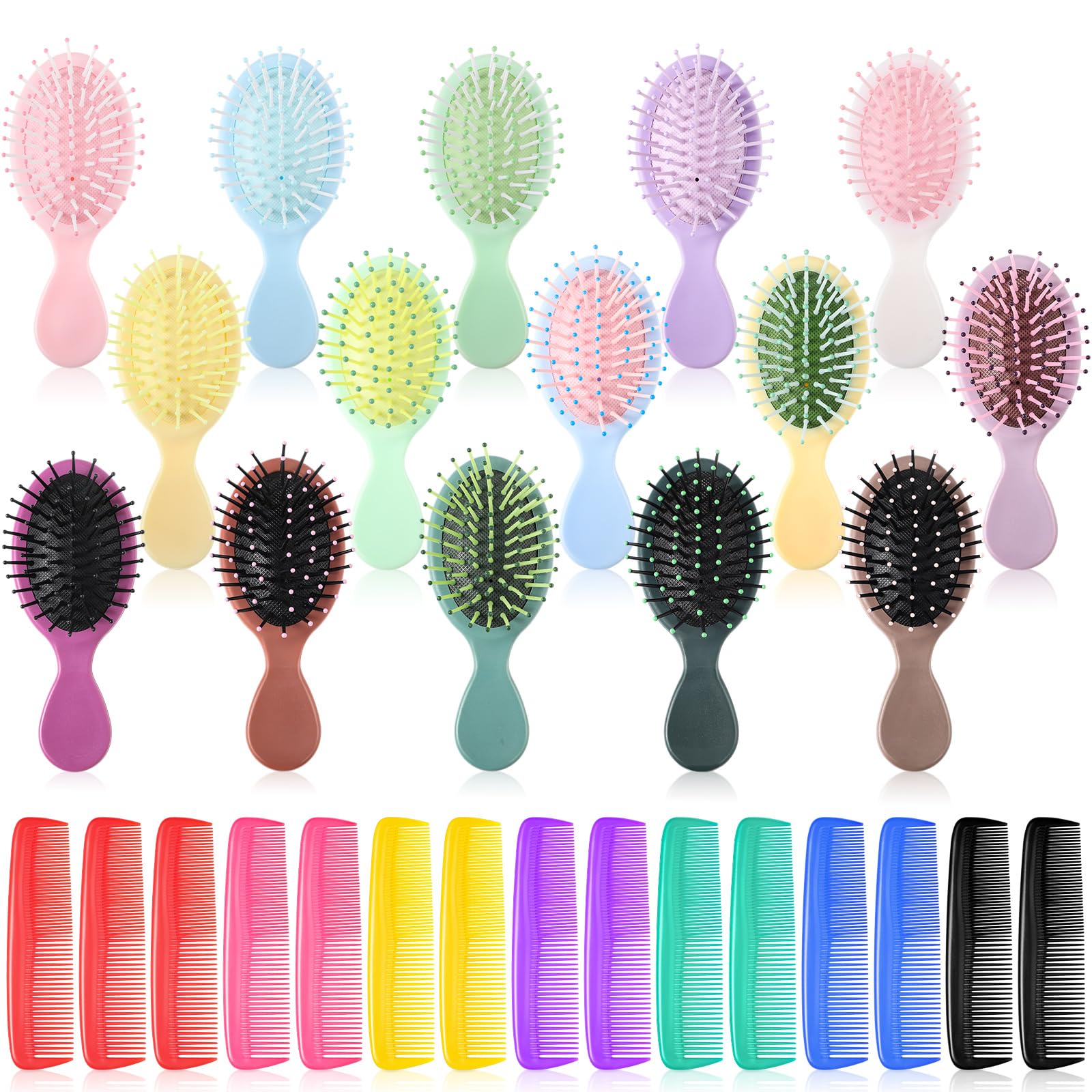 Photo 1 of 30 Pcs Mini Wet Hair Brush and Wide Hair Combs, Travel Detangling Brush for Most Hair Types Stocking Stuffers for Women Girls