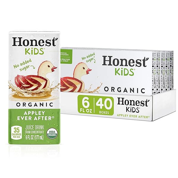 HONEST KIDS APPLEY EVER AFTER, ORGANIC JUICE DRINK, 6 FL OZ JUICE BOXES, PACK OF 40, APPLE