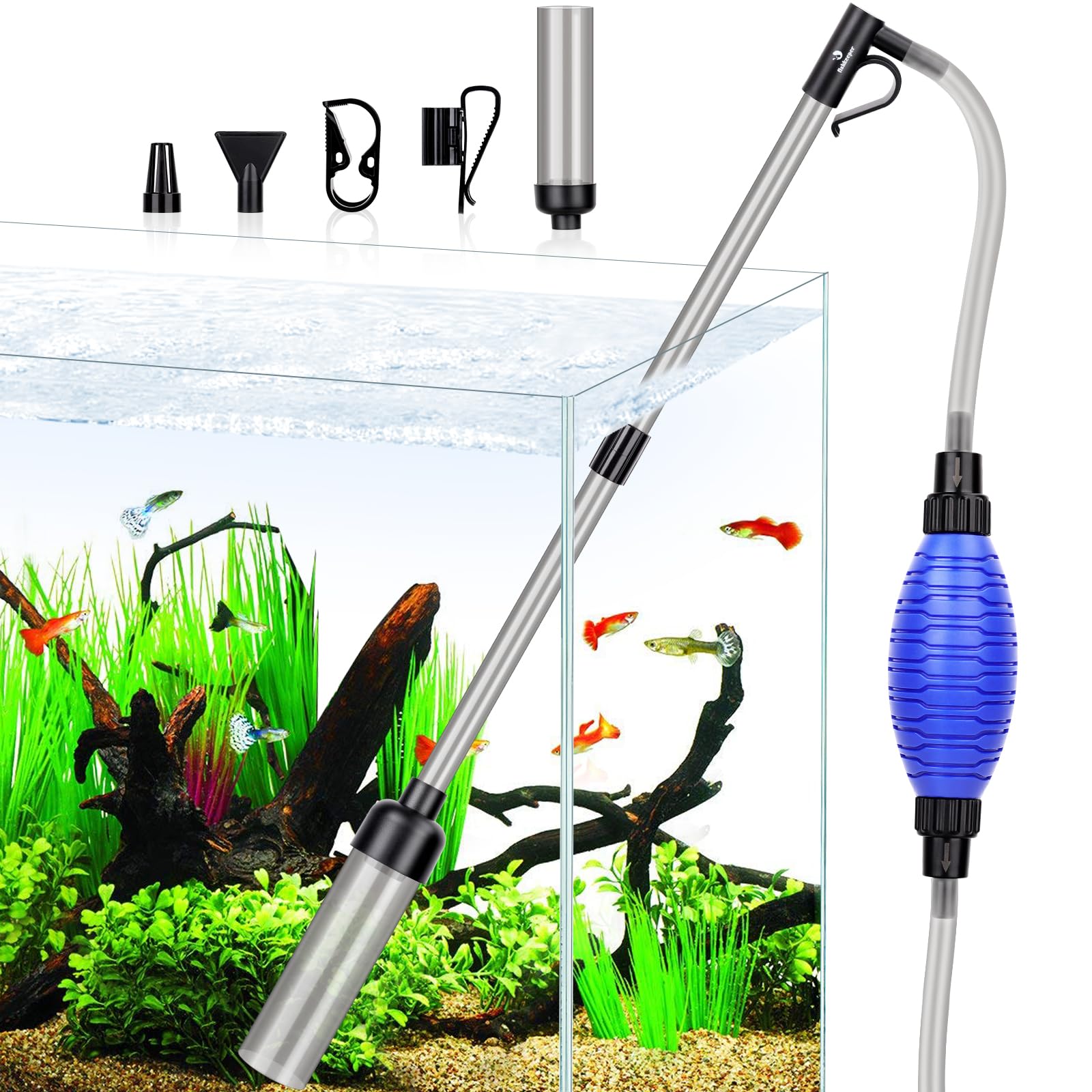 fishkeeper Aquarium Cleaner, Aquarium Water Change, Aquarium Cleaning Sand Filter, Fish Tank Aquarium Gravel Cleaner Set with Adjustable Water Flow for Sand Cleaning (Small)