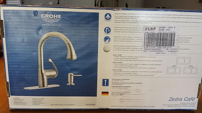 Grohe Zedra Supersteel Infinity 1 Handle Pull Down Kitchen Faucet