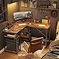 Bestier L Shaped Computer Desk, Reversible Corner Office Desk with Shelves, 75 Inch 2 Person Long Desk, Writing Study Table for Home Office Bedroom Small Space Apartment (Rustic Brown)