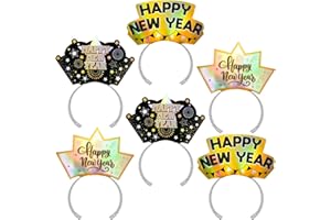 Fancy Land 12 Pack Happy New Year Hats Glitter Headbands 2026 New Years Eve Party Supplies for Adults Kids Women Men Hats NYE Tiaras Gold