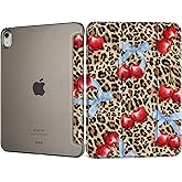 DONGKE for iPad Air 11-inch M3 2025 M2 2024, iPad Air 5th 2022 / 4th Generation 2020 10.9-inch, Slim Foldable Stand Hard PC Translucent Back Shell Smart Cover - [Auto Wake/Sleep] - Leopard