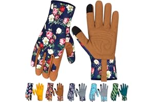 MERTURN Leather Gardening Gloves for Women Thorn Proof Garden Gloves Touch Screen Working Gloves Gifts,M