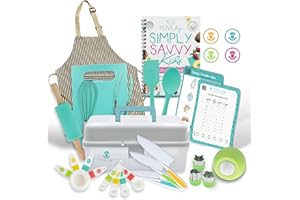 TOVLA JR Kids Real Cooking and Baking Ultimate Gift Set | Montessori Kid-Safe Knives, Apron, Visual Cookbook, Timer, Storage Case & Tools | Premium Christmas & Birthday Gift for Girls & Boys
