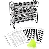SWOMMOLY Spice Rack Organizer with 18 Empty Square Spice Jars, 396 Spice Labels with Chalk Marker and Funnel Complete Set, fo