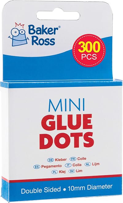 Baker Ross Mini Glue Dots 6mm Pack of 300 for Kids Crafts AR836