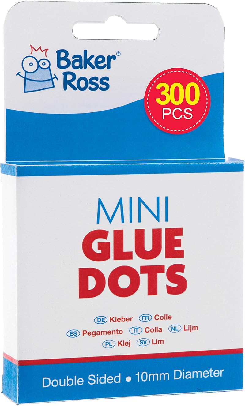 Baker Ross Mini Glue Dots 6mm Pack of 300 for Kids Crafts AR836