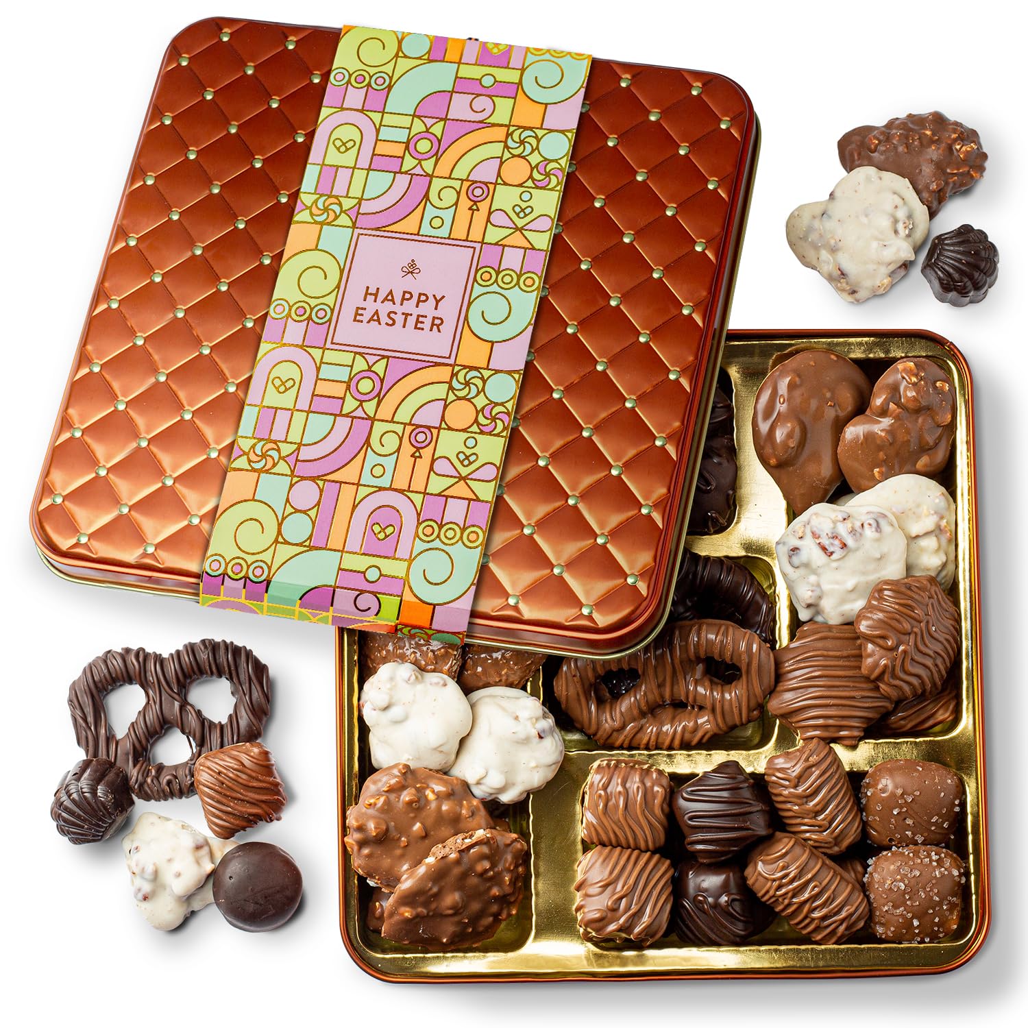 Easter Chocolate Gift Basket, Food Gifts Box, Gourmet Candy Snack Assortment, Him, Her, Men, Women, Adults, Families- Bonnie & Pop Image