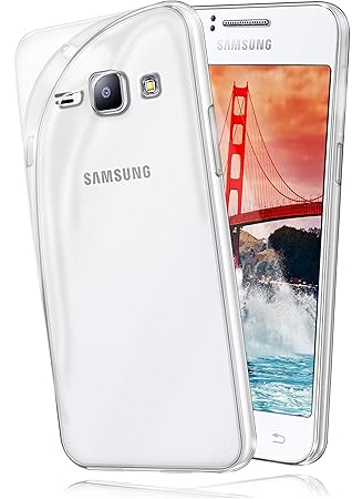 moex Samsung Galaxy J1 (2015) | Hülle Silikon Transparent Klar Clear Back-Cover TPU Schutzhülle Dünn Handyhülle für Samsung G