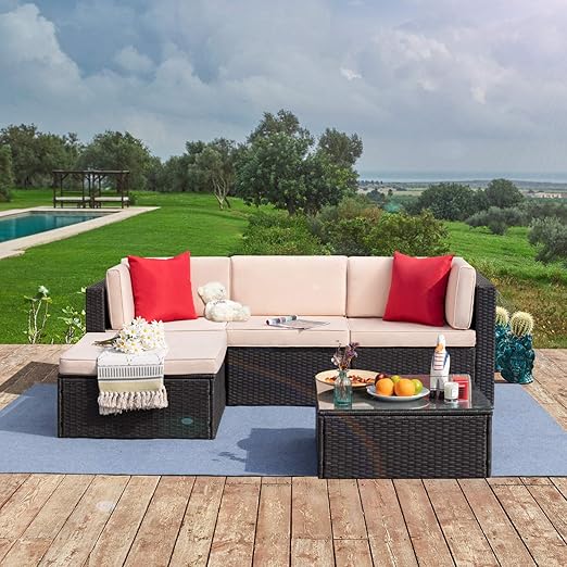 Amazon Com Tuoze 5 Pieces Patio Furniture Sectional Set Outdoor