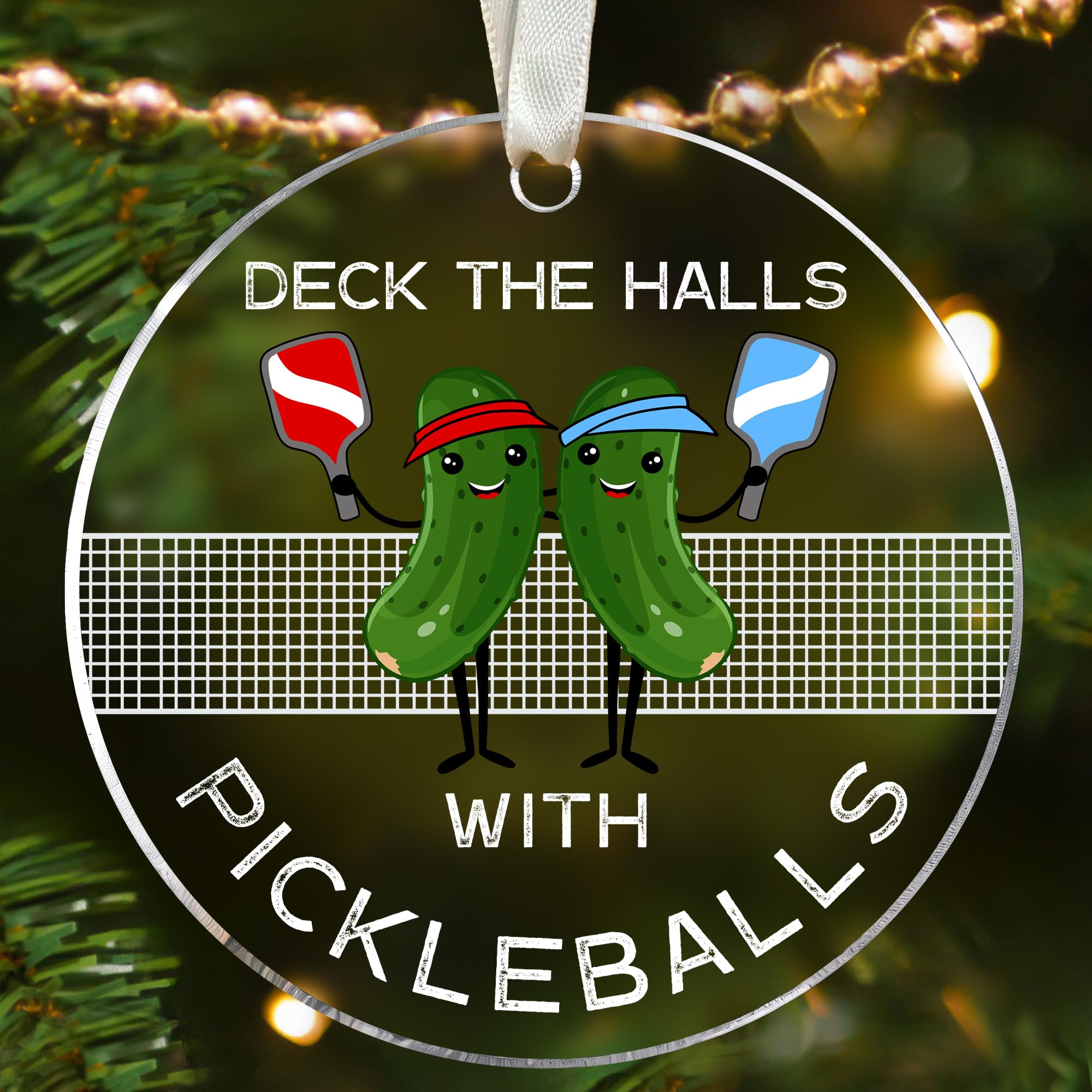 Photo 1 of *USED*TEEBIM Pickleball Ornament - Pickleball Ornaments for Christmas Tree - Pickle Gifts for Women, Men - Acrylic Ornament