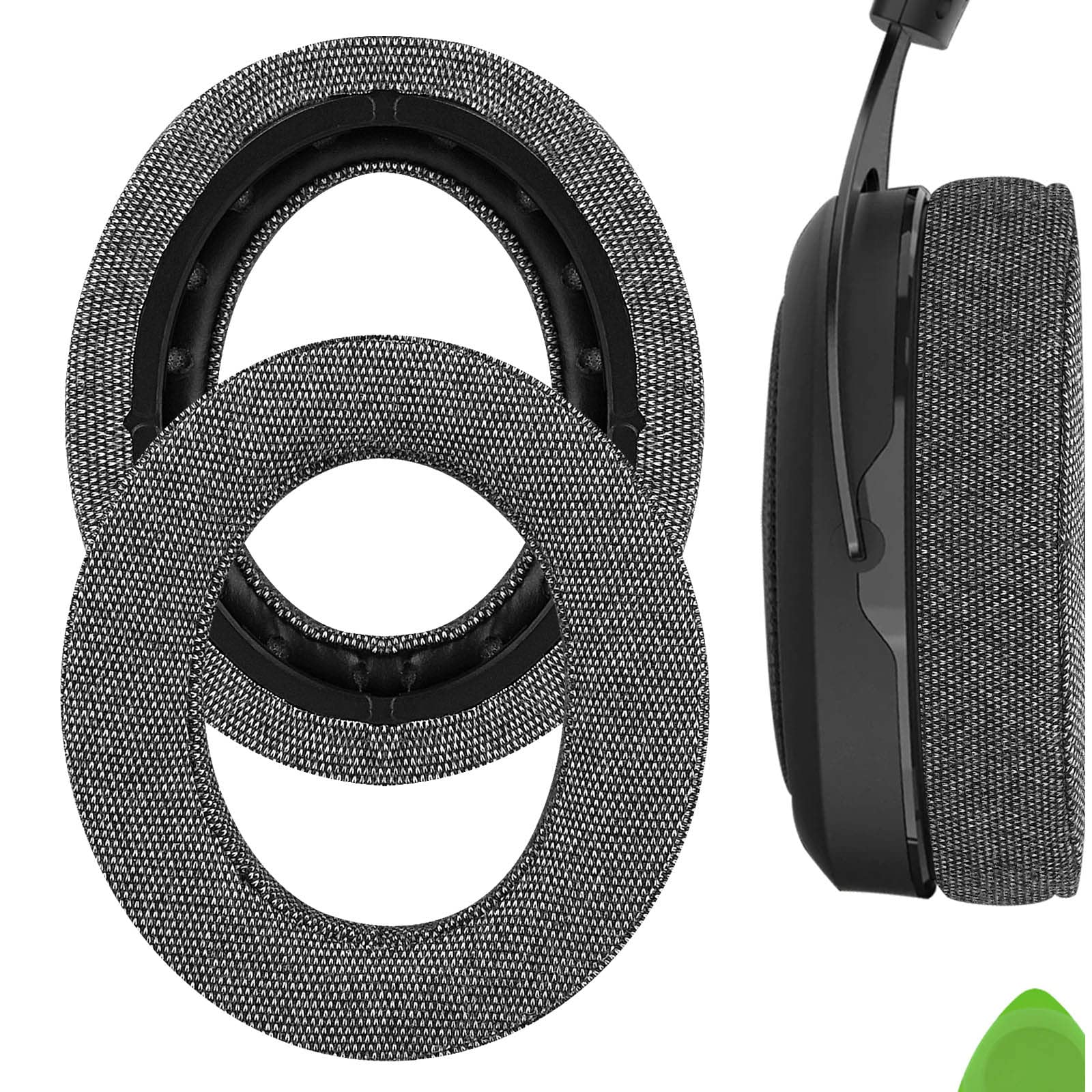 Geekria Comfort Linen Replacement Ear Pads for Corsair HS70 PRO, HS60 PRO, HS50 PRO Headphones Ear Cushions, Repair Parts (Grey)